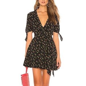 Revolve LPA Little Roses Mini Wrap Dress - Black (Size XS)